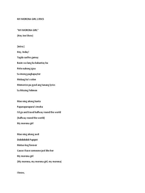 my morena girl lyrics